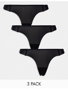 Boux Avenue - Confezione da 3 perizomi neri in microfibra doppiata-Nero