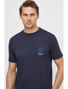 Armani Exchange t-shirt in cotone uomo colore blu con applicazione