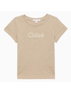Chloé T-shirt beige in cotone con logo