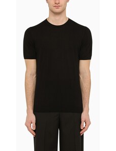 Drumohr T-shirt girocollo nera in cotone