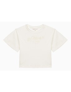 Chloé T-shirt bianca in cotone con logo