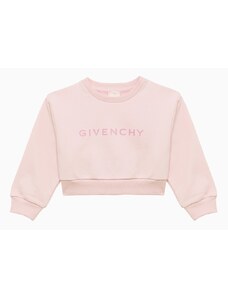 Givenchy Felpa cropped rosa in misto cotone con logo