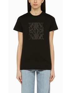 Max Mara T-shirt nera in cotone con logo