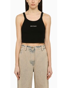 Palm Angels Top cropped nero in cotone