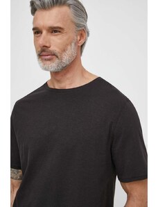 Tommy Hilfiger maglietta con aggiunta di lino colore nero
