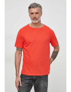 Tommy Hilfiger maglietta con aggiunta di lino colore rosso