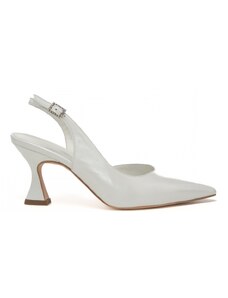 Andrea Pinto scarpe sposa chanel in pelle bianca con tacco medio e fibbia con strass
