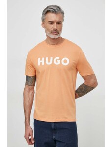 HUGO t-shirt in cotone uomo colore arancione