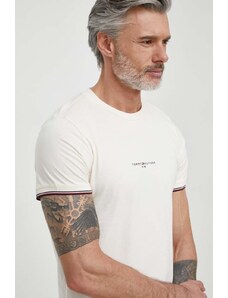 Tommy Hilfiger t-shirt in cotone colore beige con applicazione