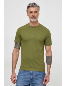 Guess t-shirt in cotone colore verde con applicazione