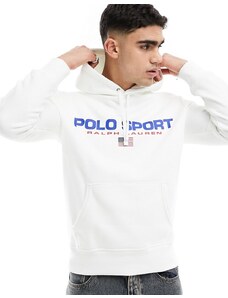 Polo Ralph Lauren - Sport Capsule - Felpa con cappuccio bianca con logo sul davanti-Bianco