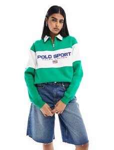 Polo Ralph Lauren - Sport Capsule - Felpa verde con logo sul petto e zip corta