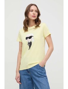 Karl Lagerfeld t-shirt in cotone donna colore giallo