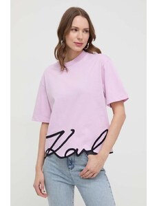 Karl Lagerfeld t-shirt in cotone colore rosa