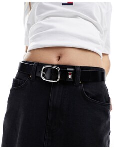 Tommy Jeans - 3.0 - Cintura nera con fibbia ovale-Nero