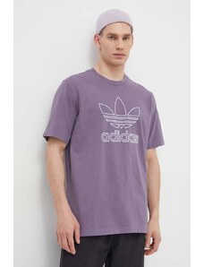 adidas Originals t-shirt in cotone Trefoil Tee uomo colore violetto con applicazione IR7992