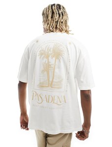 ASOS DESIGN - T-shirt oversize bianco sporco con stampa "Pasadena" sul retro-Neutro
