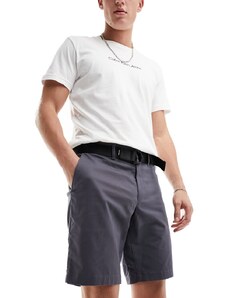 Calvin Klein - Modern - Pantaloncini slim grigi in twill con cintura-Grigio
