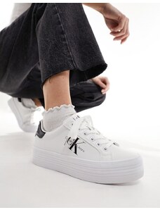 Calvin Klein Jeans - Sneakers stringate multicolore con suola flatform vulcanizzata spessa-Bianco