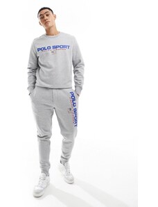 Polo Ralph Lauren - Sport Capsule - Joggers grigio mélange con logo sulla gamba