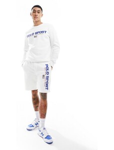 Polo Ralph Lauren - Sport Capsule - Pantaloncini della tuta bianchi con logo sulla gamba-Bianco