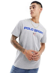 Polo Ralph Lauren - Sport Capsule - T-shirt oversize classica grigio mélange con logo centrale