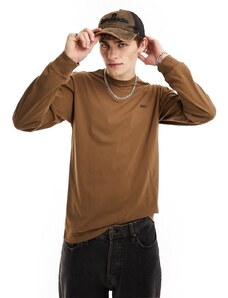 Vans - Left Chest - T-shirt a maniche lunghe marrone con logo