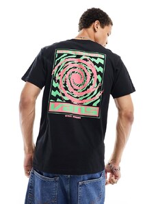 Vans - T-shirt nera con stampa a spirale sul retro-Nero