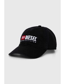 Diesel berretto da baseball in cotone colore nero con applicazione