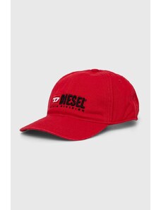 Diesel berretto da baseball in cotone colore rosso con applicazione