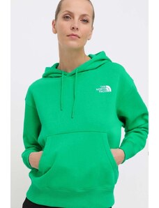 The North Face felpa W Essential Hoodie donna colore verde con cappuccio con applicazione NF0A7ZJDPO81