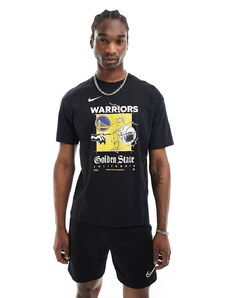 Nike Basketball - NBA - T-shirt unisex nera con logo dei Golden State Warriors-Nero
