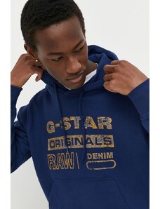 G-Star Raw felpa in cotone uomo colore blu con cappuccio