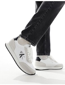 Calvin Klein Jeans - Sneakers basse rétro stringate bianche stile runner-Bianco