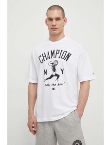 Champion t-shirt in cotone uomo colore bianco 219856