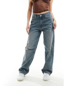 Weekday - Rail - Jeans dritti a vita medio alta a fondo ampio color blu trove