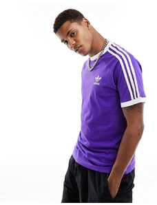 adidas Originals - T-shirt viola bluastro con tre strisce-Blu navy