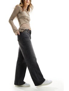 Weekday - Ample - Jeans dritti ampi a vita bassa nero polvere