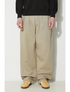 Universal Works pantaloni in cotone Double Pleat Pant colore beige 133.STONE