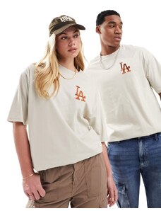 New Era - T-Shirt unisex con logo LA color écru-Bianco