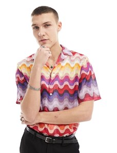 Twisted Tailor - Camicia a maniche corte leggera multicolore con rever