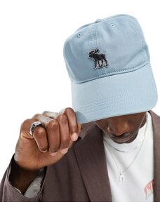 Abercrombie & Fitch - Icon - Cappellino con visiera blu chiaro con logo in silicone