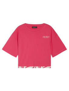 Freddy T-shirt corta da donna con inserto stampa zebrata sul fondo