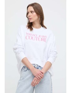 Versace Jeans Couture felpa in cotone donna colore bianco con cappuccio