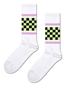 Happy Socks calzini Checked Stripe Sneaker Sock colore bianco