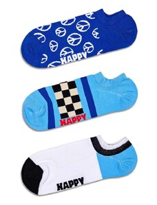 Happy Socks calzini Blue Peace No Show Socks pacco da 3 colore blu