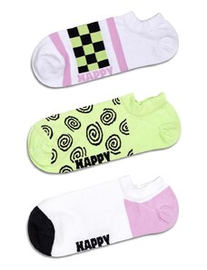 Happy Socks calzini Checked Stripe No Show Socks pacco da 3