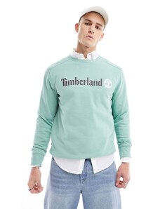 Timberland - Felpa verde chiaro con scritta grande del logo