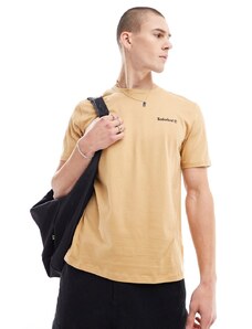 Timberland - T-shirt color grano con scritta piccola del logo-Marrone