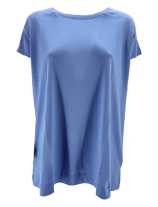 A rovescio t-shirt donna azzurro modello over cotone supima